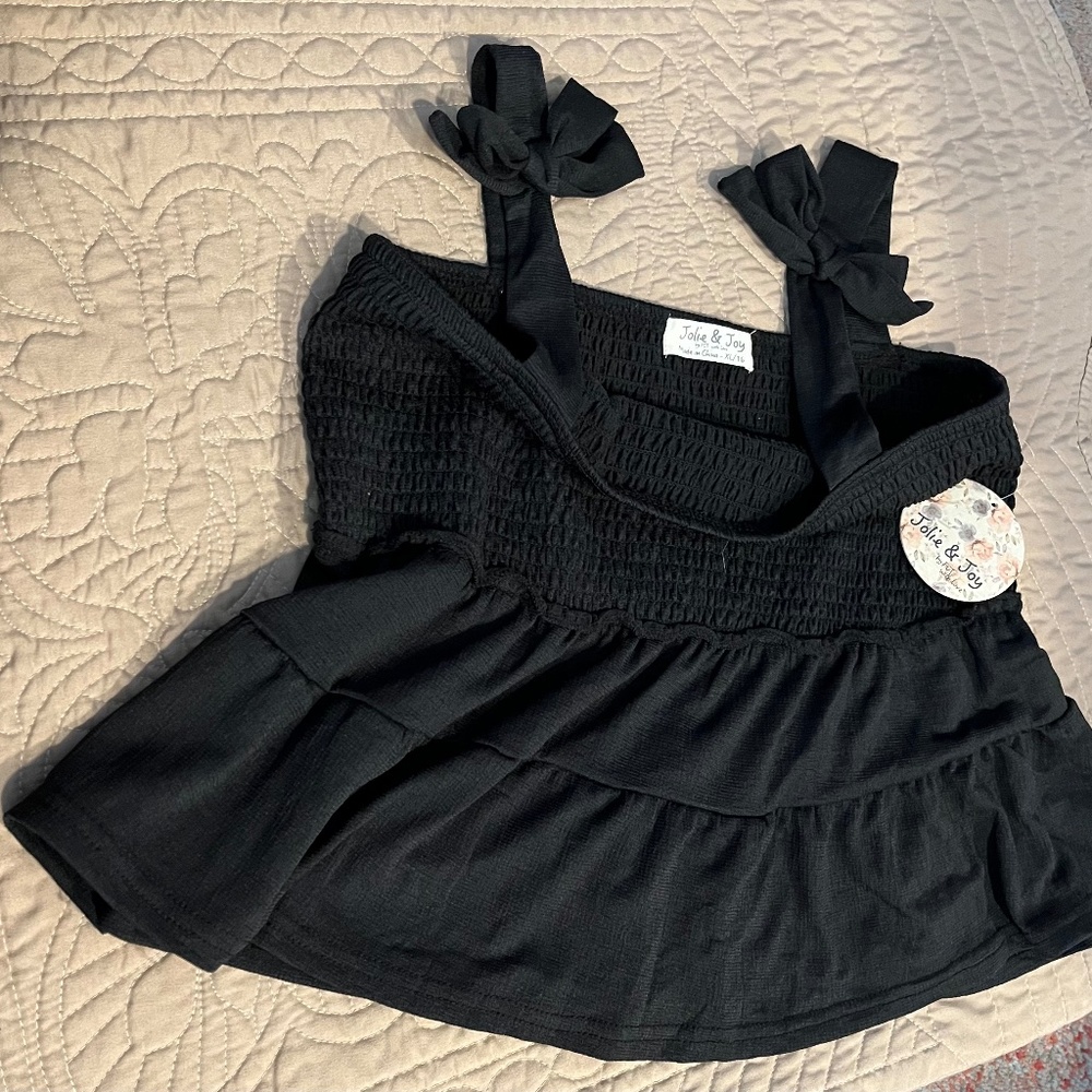 Jolie & Joy by FCT with Love, smocked top with bows on shoulders. Y-16